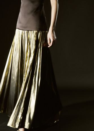 Юбка макси из ткани с эффектом жидкого золота