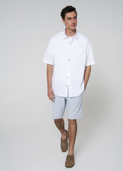 Рубашка из хлопока и льна, Белый O`Stin MS46A6O02-00, размер 50-52 - фото 2