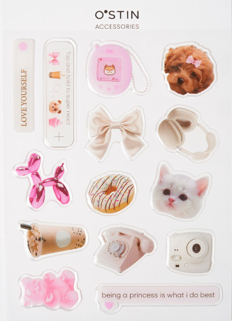 Наклейки для девочек, 12 штук