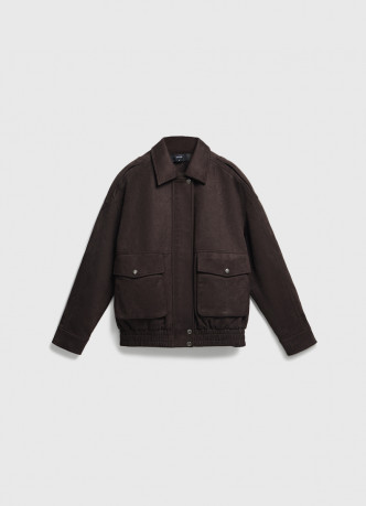 Бомбер из искусственной замши