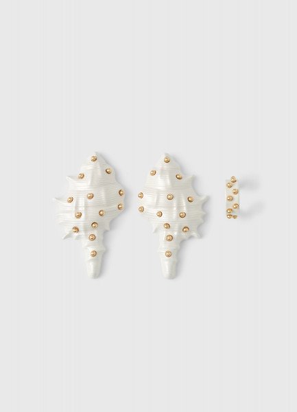 Серьги-пусеты с каффом в виде ракушки, Мультицвет