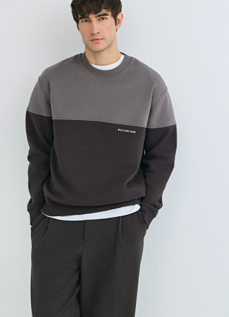 Свитшот колор-блок с надписью