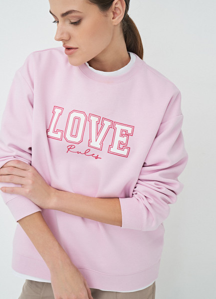 

Свободная толстовка с принтом, Розовый