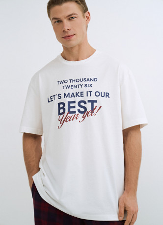 Пижамная футболка с текстовым принтом