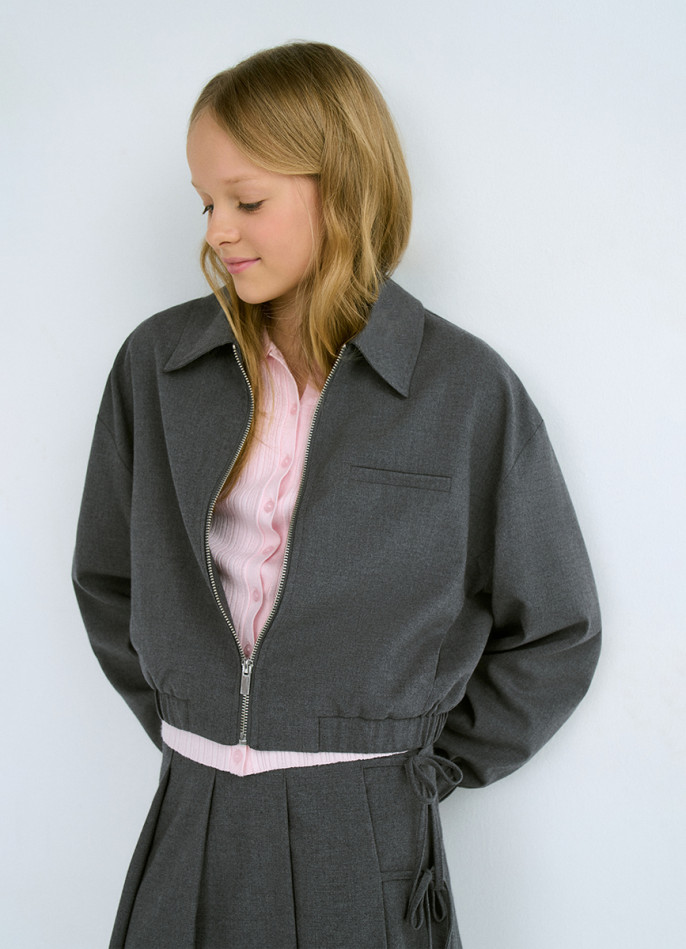 Укороченный жакет на молнии для девочек