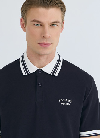 Поло из хлопка с принтом