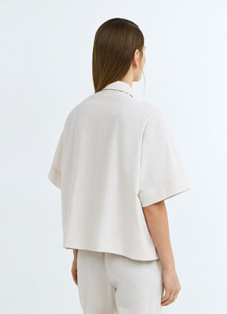 Рубашка изо льна и хлопка с коротким рукавом