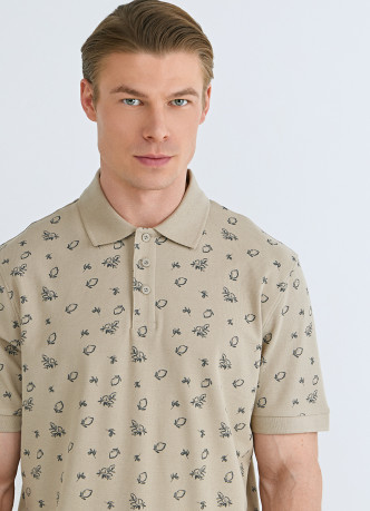 Поло из хлопка с принтом