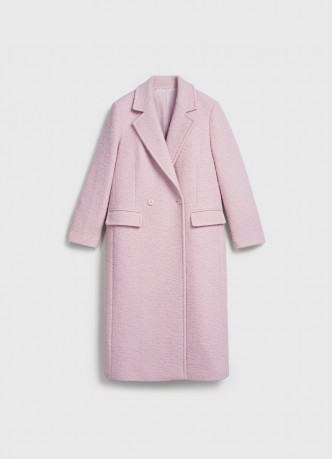 Длинное двубортное пальто из шерсти
