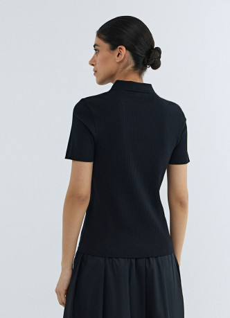 Поло в рубчик с коротким рукавом