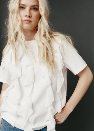 Футболка оверсайз с воланами