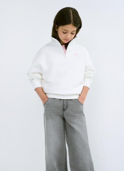 Свитшот с воротником-стойкой на молнии для девочек Белый 1799₽