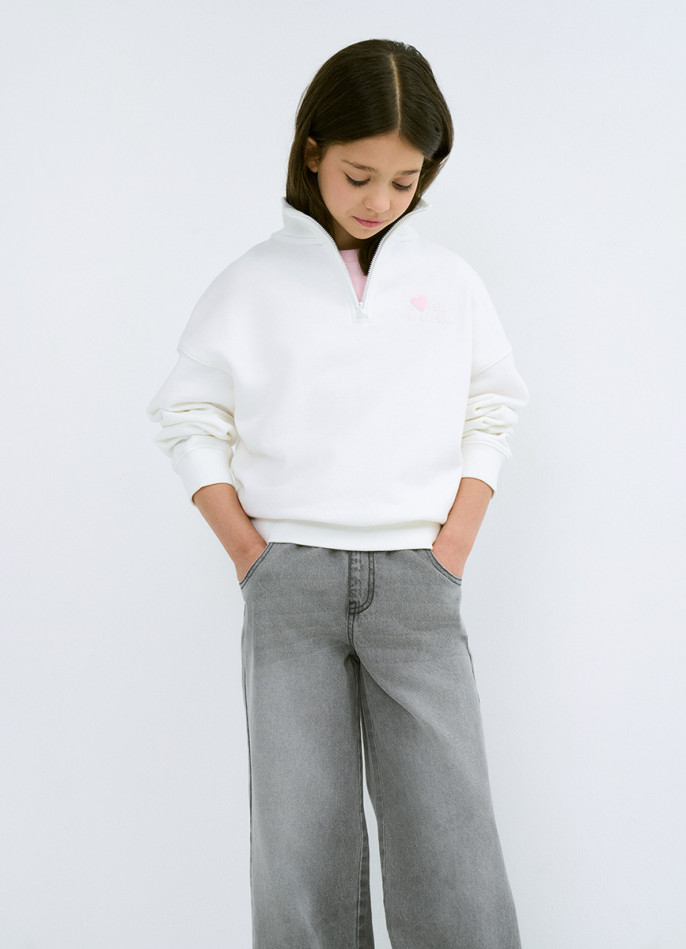 Свитшот с воротником-стойкой на молнии для девочек