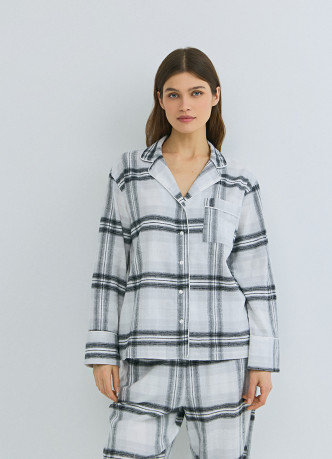 Пижамная рубашка в клетку из фланели