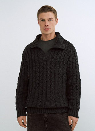 Вязаный джемпер поло с косами