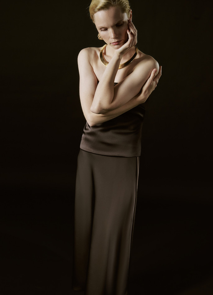 Сатиновая юбка А-силуэта