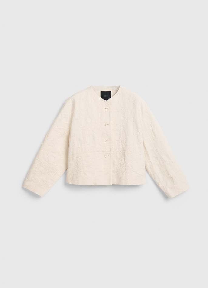 Укороченный однобортный жакет из жаккарда