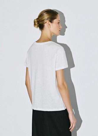 Футболка с круглым вырезом изо льна и хлопка