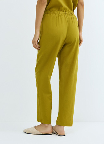 Брюки изо льна с эластичным поясом