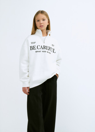 Свитшот с воротником-стойкой для девочек