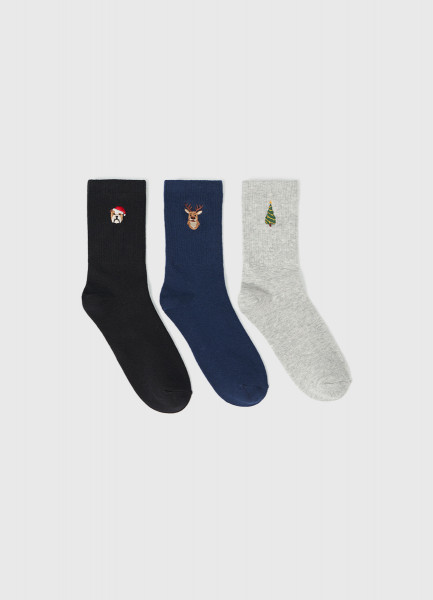 

Носки с вышивкой для мальчиков, 3 пары, Черный