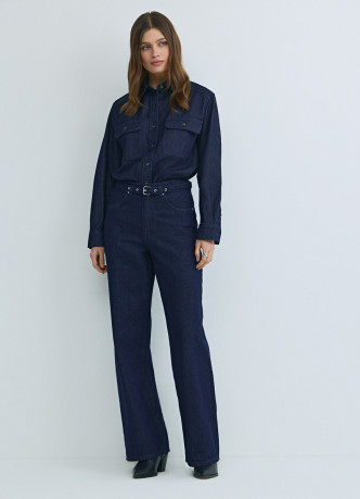 Широкие джинсы Wide leg с ремнём