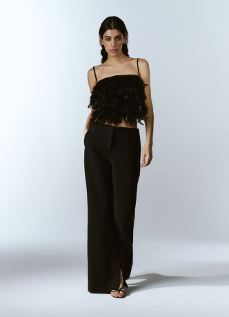 Топ с натуральными перьями