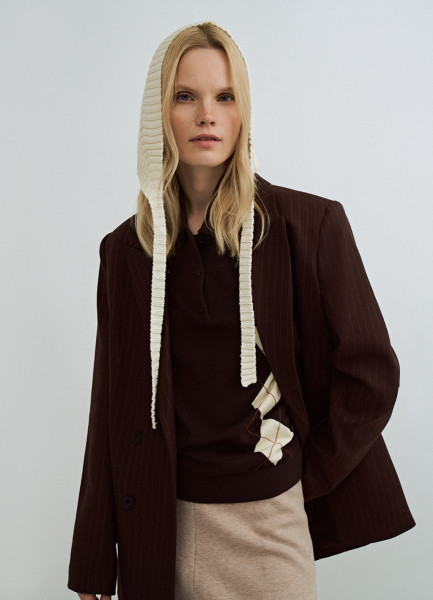 Вязаная косынка на завязках Бежевый 999₽