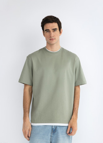 Футболка из плотного хлопка с контрастными деталями