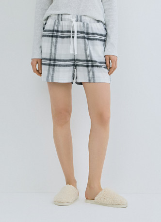 Пижамные шорты в клетку из фланели