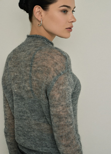 Полупрозрачный джемпер с шерстью 32099890299 Серый, размер 42, фото 8