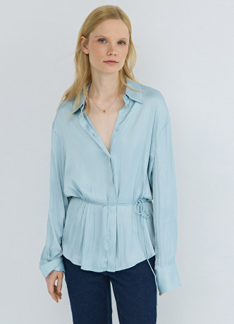 Блузка из сатина с поясом
