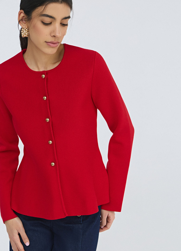 Кардиган с баской и золотыми пуговицами