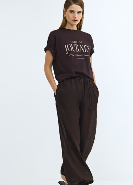 

Футболка с принтом, Коричневый