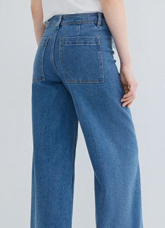 Укороченные широкие джинсы