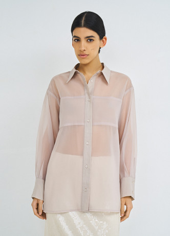 Полупрозрачная блузка из органзы с тонким поясом