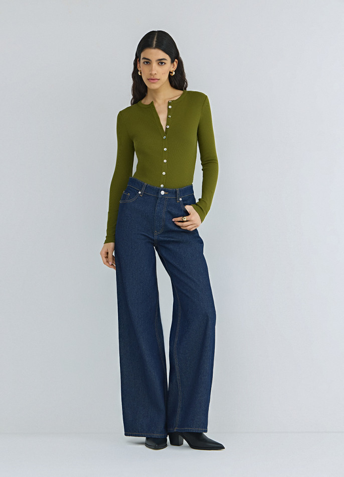 Ультраширокие джинсы Wide leg с высокой посадкой