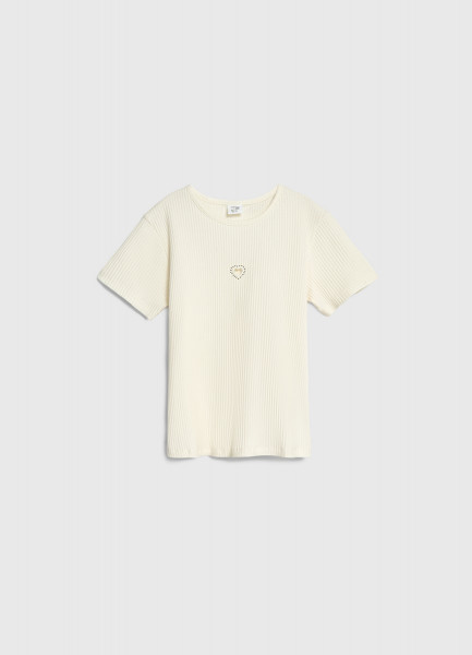 Футболка в рубчик с вышивкой для девочек Белый 799₽