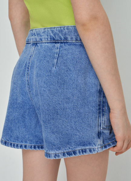 Джинсовая юбка-шорты для девочек, Голубой O`Stin GP4697O02-D5, размер 134 - фото 3