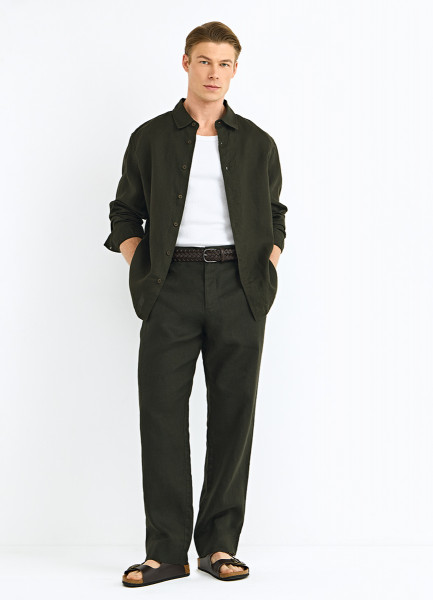 Брюки изо льна, Зеленый
