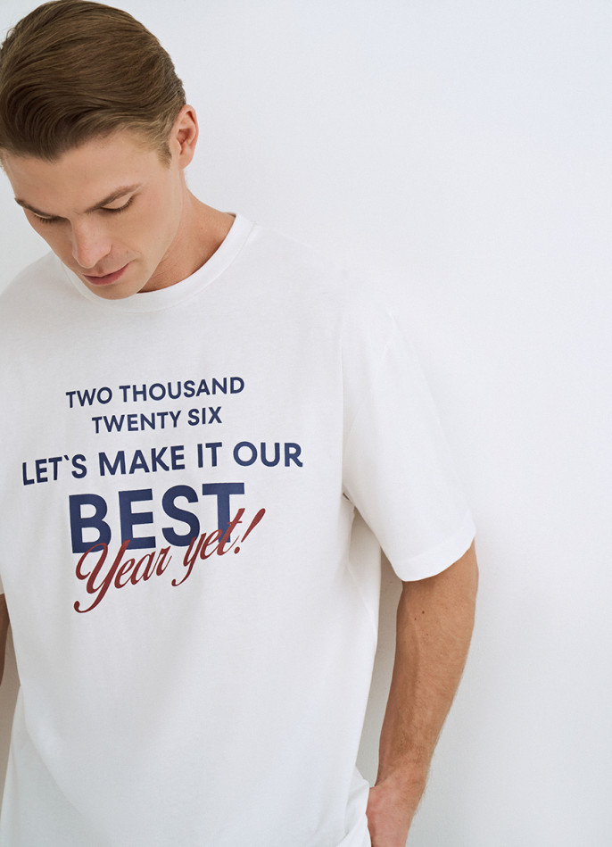 Пижамная футболка с текстовым принтом