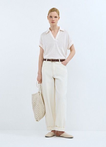 

Поло из кроеного трикотажа, Бежевый