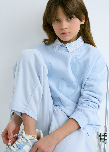 

Свитшот с аппликацией для девочек, Голубой