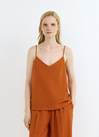 Топ изо льна на бретелях