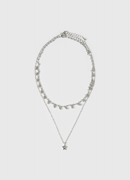 Двойное колье с подвесками для девочек 2 шт Серебряный 499₽