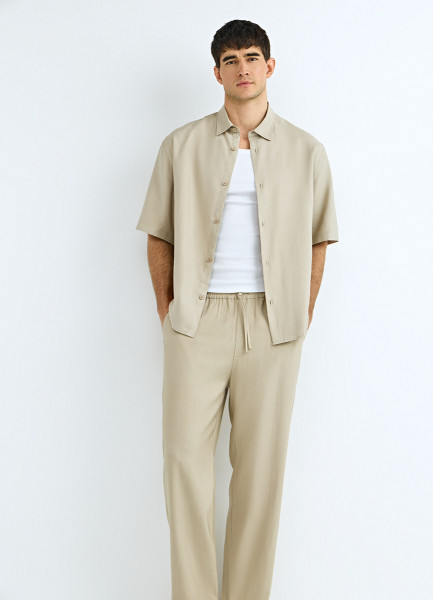 

Брюки из вискозы с эластичным поясом, Бежевый