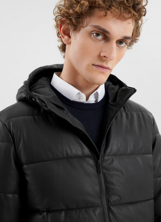 Стёганая куртка из экокожи