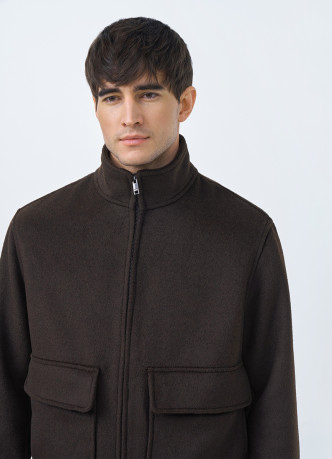 Куртка из пальтовой ткани с накладными карманами