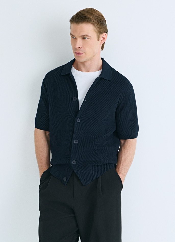 Кардиган из текстурной ткани с коротким рукавом