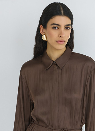 Блузка из сатина с поясом